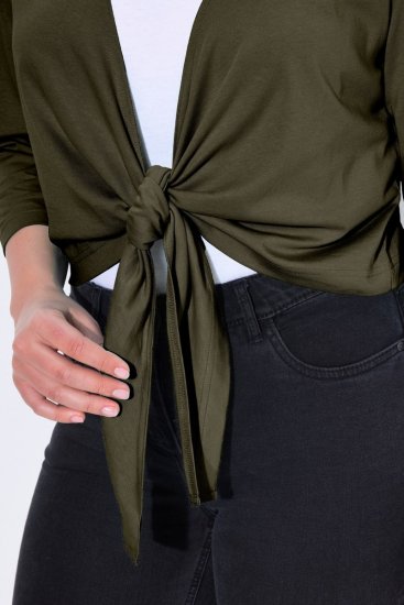 Ulla Popken 794514 Bolero din jerseu cu nod Verde închis - Bolerouri - 