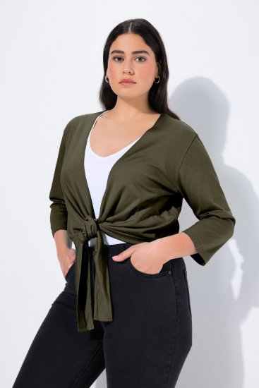 Ulla Popken 794514 Bolero din jerseu cu nod Verde închis - Bolerouri - 
