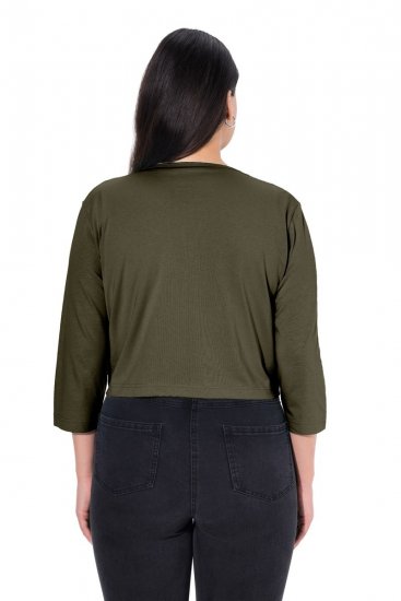 Ulla Popken 794514 Bolero din jerseu cu nod Verde închis - Bolerouri - 