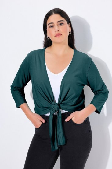 Ulla Popken 794514 Bolero din jerseu cu nod Petrol - Bolerouri - 