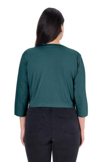 Ulla Popken 794514 Bolero din jerseu cu nod Petrol - Bolerouri - 