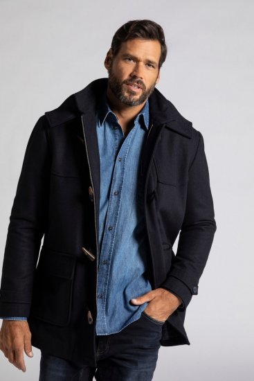 JP1880 Duffle Coat Water Repellent with Detachable Hood Navy - Geci - Geci Bărbați Mărimi Mari