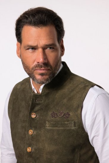 JP1880 Finest Goat Suede Traditional Vest Dark Brown - Trachten & Oktoberfest - Costume Oktoberfest mărimi mari (Trachten)