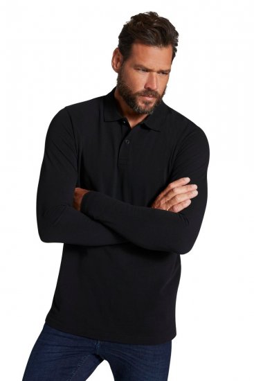 JP1880 799230 Tricou polo cu mânecă lungă Neagră - Tricouri polo - Tricouri Polo Bărbați Mărimi Mari