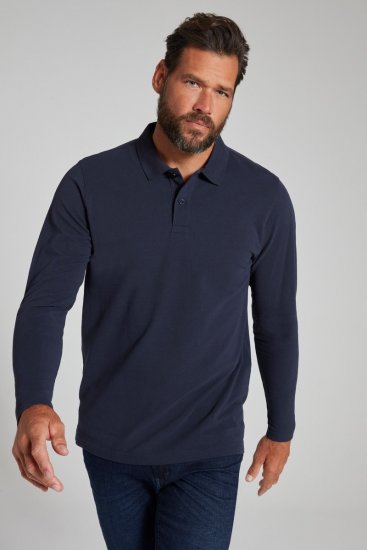 JP1880 799230 Tricou polo cu mânecă lungă Bleumarin - Tricouri polo - Tricouri Polo Bărbați Mărimi Mari