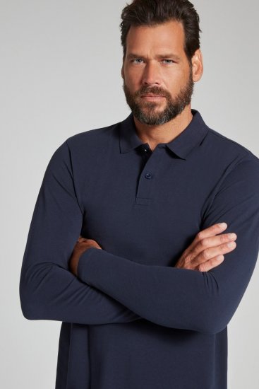 JP1880 799230 Tricou polo cu mânecă lungă Bleumarin - Tricouri polo - Tricouri Polo Bărbați Mărimi Mari
