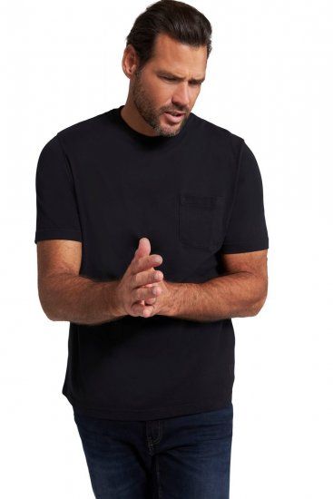 JP1880 799997 Tricou cu buzunar la piept Neagră - Tricouri - Tricouri Bărbați Mărimi Mari