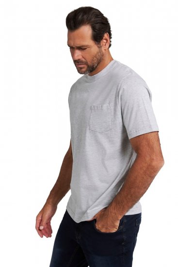 JP1880 799997 Tricou cu buzunar la piept Gri melanj - Tricouri - Tricouri Bărbați Mărimi Mari