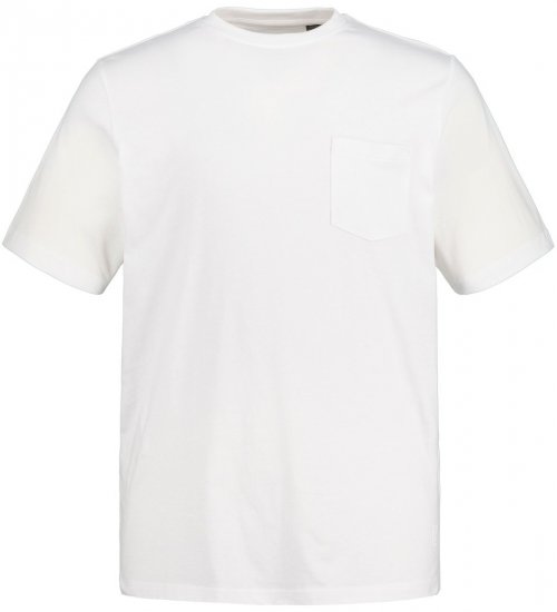 JP1880 799997 Tricou cu buzunar la piept Albă - Tricouri - Tricouri Bărbați Mărimi Mari