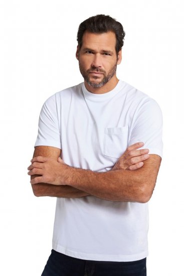 JP1880 799997 Tricou cu buzunar la piept Albă - Tricouri - Tricouri Bărbați Mărimi Mari
