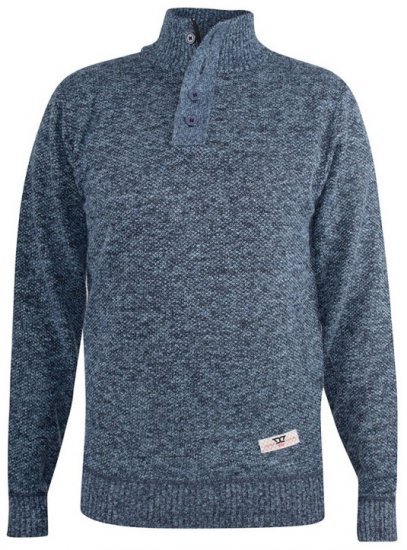 D555 Wilmington Zipper And Button Neck Sweater Blue - Pulovere & hanorace - Pulovere & Hanorace Bărbați Mărimi Mari