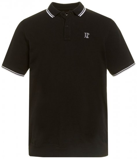 JP1880 802789 Tricou polo cu guler alb contrastant Neagră - Tricouri polo - Tricouri Polo Bărbați Mărimi Mari