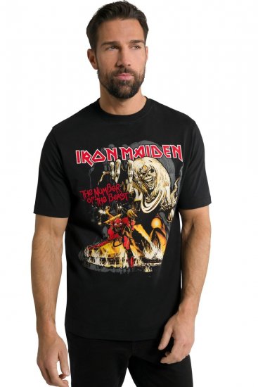 JP1880 Iron Maiden - Number of the Beast Graphic Comfort Fit Band T-Shirt Black - Tricouri - Tricouri Bărbați Mărimi Mari