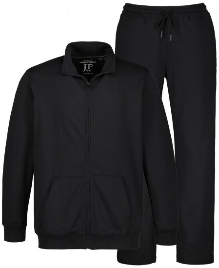 JP1880 802933 Trening cu jachetă și pantaloni Neagră - Treninguri - Treninguri Bărbați Mărimi Mari