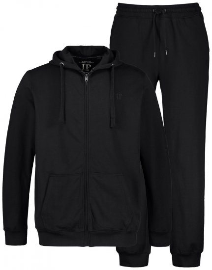 JP1880 802934 Trening cu jachetă cu glugă și pantaloni Neagră - Treninguri - Treninguri Bărbați Mărimi Mari