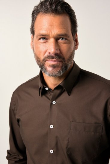 JP1880 Shirt Business Long Sleeve Brown - Cămăși - Cămăși Bărbați Mărimi Mari