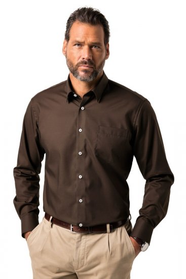 JP1880 Shirt Business Long Sleeve Brown - Cămăși - Cămăși Bărbați Mărimi Mari