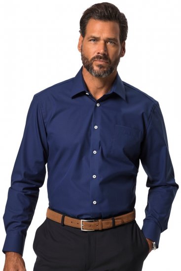 JP1880 804890 Cămașă business fără călcare cu mânecă lungă Bleumarin TALL - TALL cămăși - Cămăși TALL pentru bărbați înalți