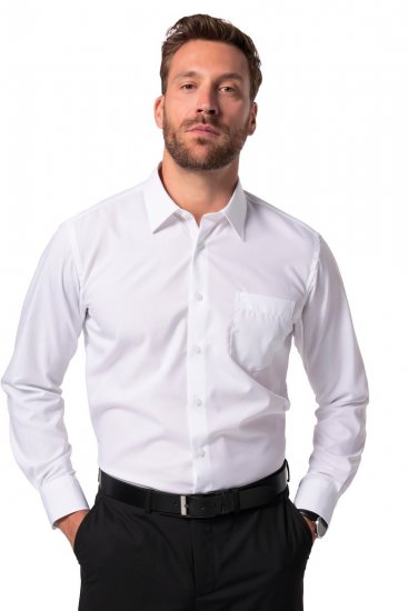 JP1880 804890 Cămașă business fără călcare cu mânecă lungă Alb TALL - TALL cămăși - Cămăși TALL pentru bărbați înalți