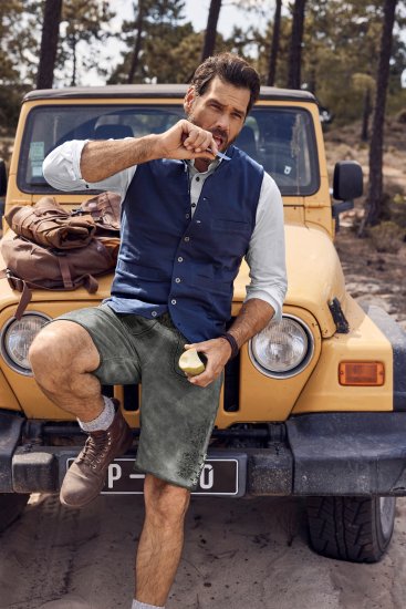 JP1880 Mottled Stretch Knit Stand-up Collar Vest Navy Blue - Geci - Geci Bărbați Mărimi Mari