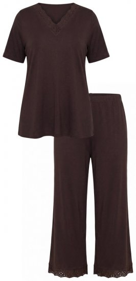 Ulla Popken 806944 Pijama cu mânecă scurtă Maro - Pijamale/Haine de casă - 