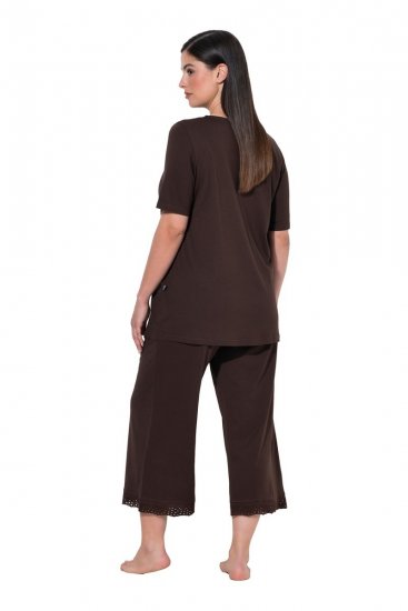 Ulla Popken 806944 Pijama cu mânecă scurtă Maro - Pijamale/Haine de casă - 