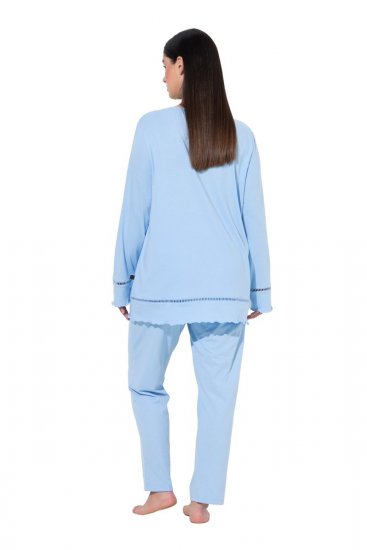 Ulla Popken 810592 Pijama cu dantelă Albastru deschis - Pijamale/Haine de casă - 