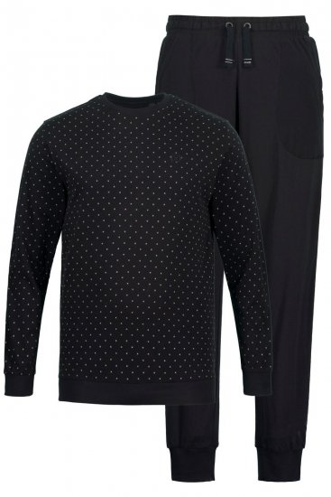 JP1880 Two-piece Pyjamas Long Sleeve and Long Trousers Black - Lenjerie intimă & costum baie - Lenjerie Intimă Bărbați Mărimi Mari