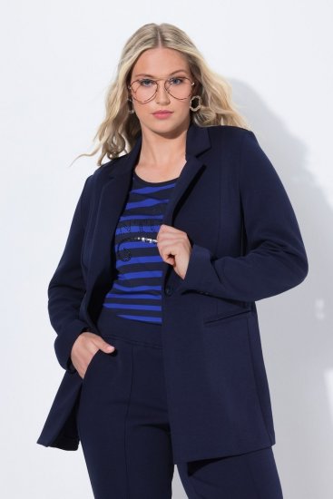Ulla Popken 812754 Sacou din jerseu punto di Roma Bleumarin - Sacouri - Sacouri în Mărimi Mari pentru Femei