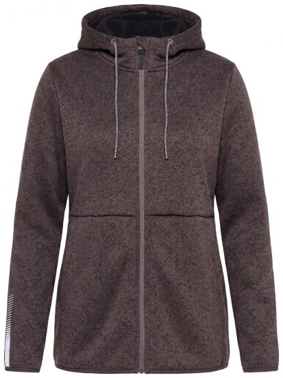 Ulla Popken 812880 Geacă tricotată din polar cu blăniță teddy Taupe - Haine fleece - 