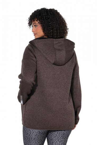 Ulla Popken 812880 Geacă tricotată din polar cu blăniță teddy Taupe - Haine fleece - 