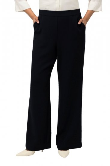 Ulla Popken 813306 Pantaloni de costum largi cu talie elastică Bleumarin - Pantaloni din material textil - Pantaloni evazați marimi mari