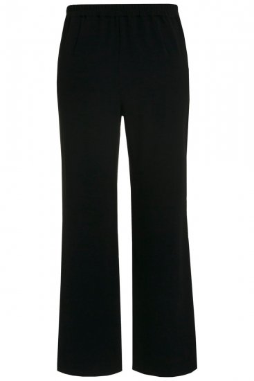Ulla Popken 813306 Pantaloni de costum largi cu talie elastică Neagră - Pantaloni din material textil - Pantaloni evazați marimi mari