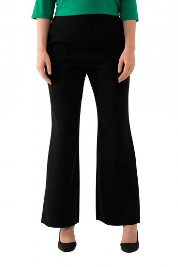 Ulla Popken 813306 Pantaloni de costum largi cu talie elastică Neagră - Pantaloni din material textil - Pantaloni evazați marimi mari