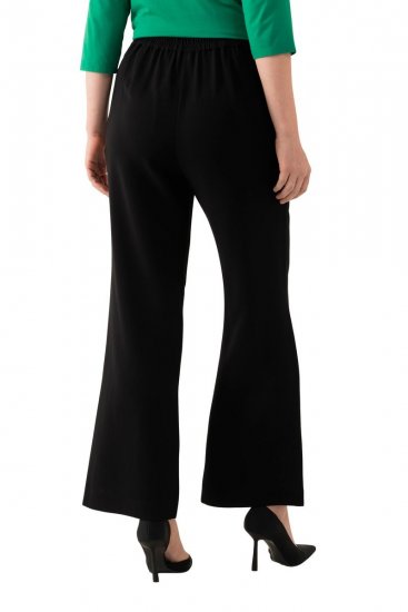 Ulla Popken 813306 Pantaloni de costum largi cu talie elastică Neagră - Pantaloni din material textil - Pantaloni evazați marimi mari