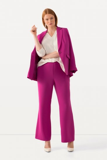 Ulla Popken 813306 Pantaloni de costum largi cu talie elastică Magenta - Pantaloni din material textil - Pantaloni evazați marimi mari