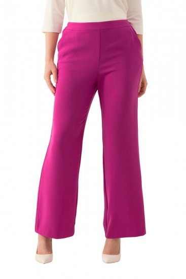 Ulla Popken 813306 Pantaloni de costum largi cu talie elastică Magenta - Pantaloni din material textil - Pantaloni evazați marimi mari