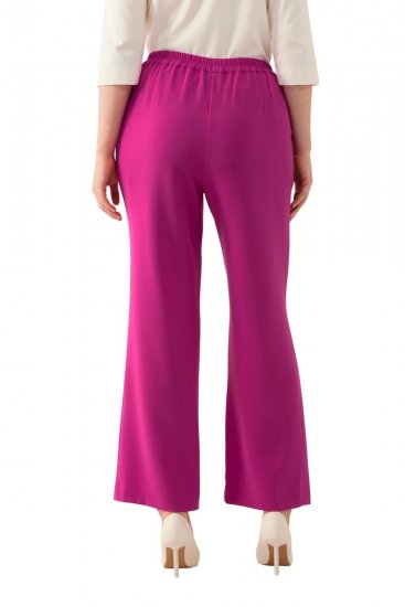 Ulla Popken 813306 Pantaloni de costum largi cu talie elastică Magenta - Pantaloni din material textil - Pantaloni evazați marimi mari