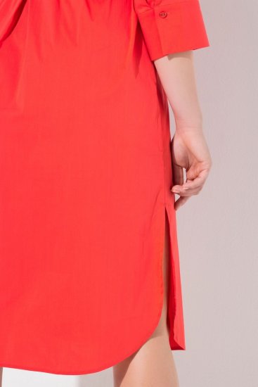 Ulla Popken 815217 Rochie tip cămașă în formă de A cu cordon de legat Roz - Rochii midi - Rochii midi la marimi mari