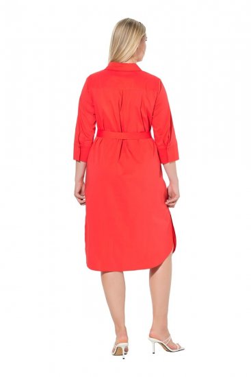 Ulla Popken 815217 Rochie tip cămașă în formă de A cu cordon de legat Roz - Rochii midi - Rochii midi la marimi mari