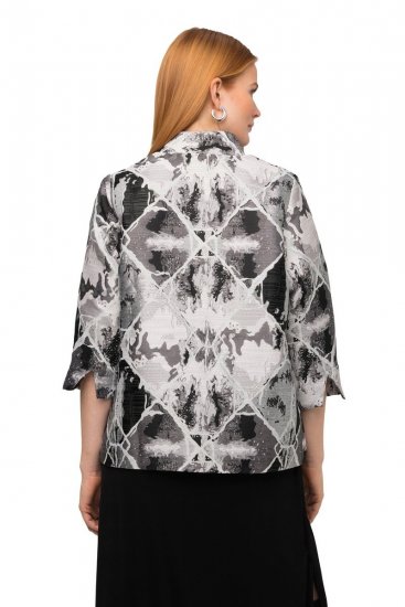 Ulla Popken 816673 Sacou oversize din jacquard cu mânecă 3/4 Neagră - Sacouri - Sacouri în Mărimi Mari pentru Femei