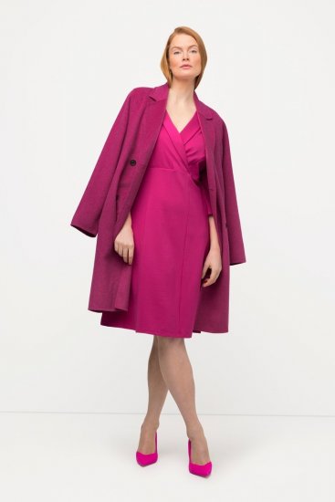 Ulla Popken 816744 Palton la două rânduri cu aspect de lână Roz - Paltoane - Paltoane pentru femei la marimi mari
