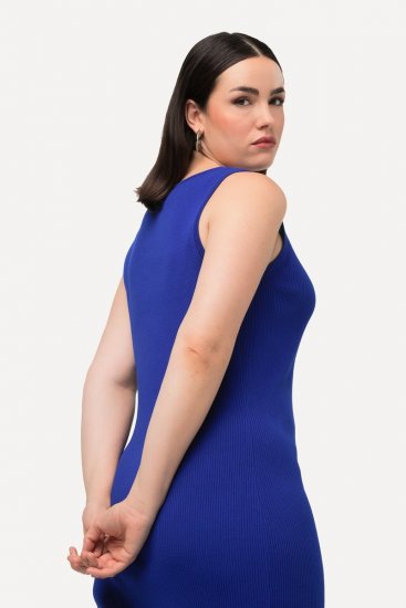 Ulla Popken 817591 Rochie tricotată cu decolteu în V Albastru - Rochii tricotate - 