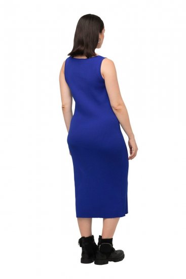 Ulla Popken 817591 Rochie tricotată cu decolteu în V Albastru - Rochii tricotate - 