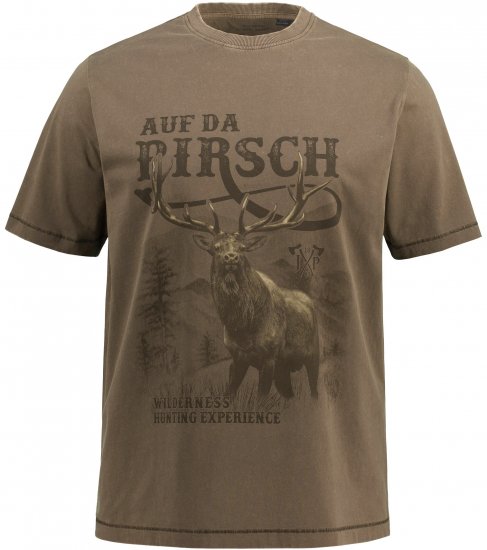 JP1880 Comfortable Fit Vintage Look T-Shirt Light Brown - Tricouri - Tricouri Bărbați Mărimi Mari