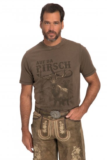 JP1880 Comfortable Fit Vintage Look T-Shirt Light Brown - Tricouri - Tricouri Bărbați Mărimi Mari