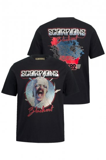 JP1880 Scorpions Blackout Graphic Comfort Fit Band T-Shirt Black - Tricouri - Tricouri Bărbați Mărimi Mari