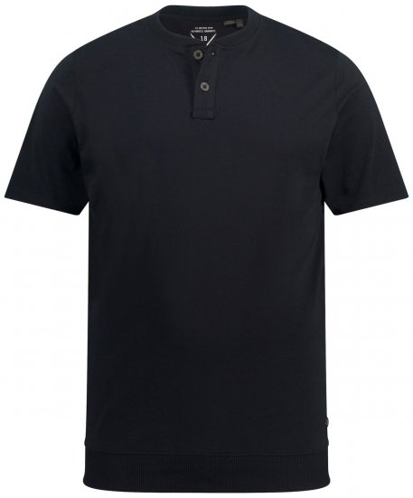 JP1880 818628 Tricou Henley cu croi pentru burtă Neagră - Tricouri - Tricouri Bărbați Mărimi Mari