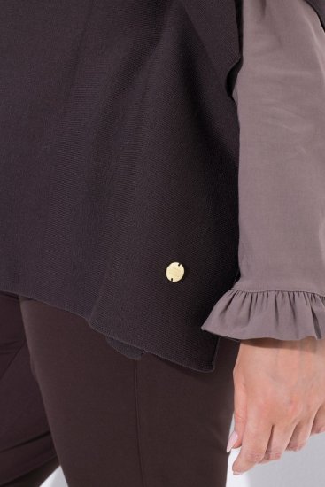 Ulla Popken 820620 Pulover poncho cu guler pe gât Maro mahon - Ponchouri și pelerine - 