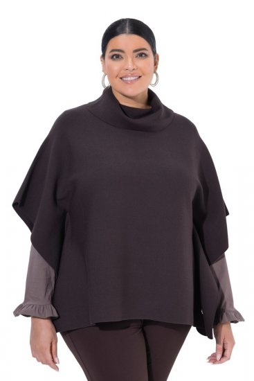 Ulla Popken 820620 Pulover poncho cu guler pe gât Maro mahon - Ponchouri și pelerine - 